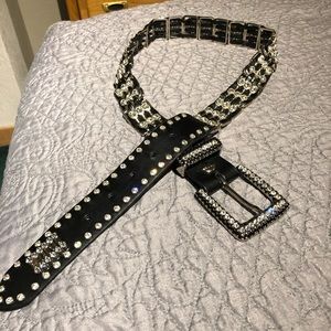 Rhinestone Leather Belt